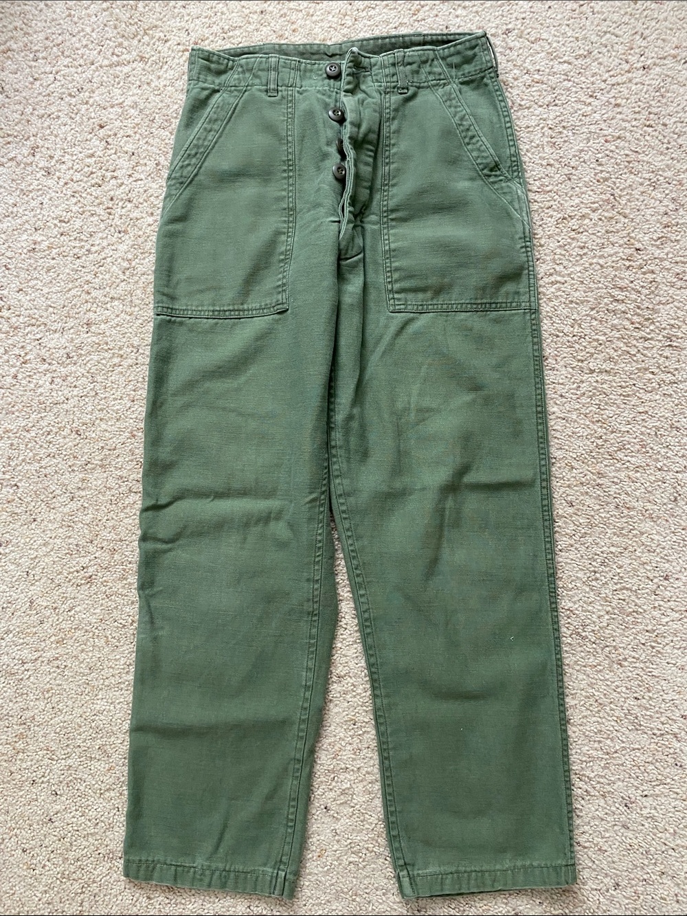 1966 Cotton Sateen Trousers OG-107. USA. 28 x 26.